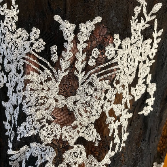 Rare For Love and Lemons black embroidery sheer see through mesh lace top - Picture 5 of 10